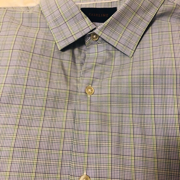 fairline dress shirt Fairline White Blue Long Sleeve Plaid Button-Up Dress Shirt Men's Size Large